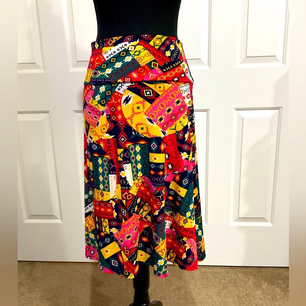 LuLaRoe M Colorful Subtle Aztec Themed Azure Skirt